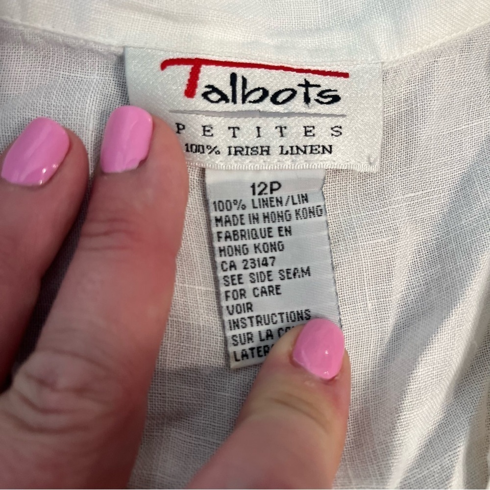 Talbots Petite Women’s 100% linen button down shirt size 12P - Picture 2 of 7